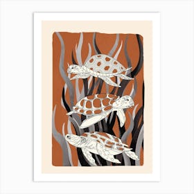 Turtles in Seagrass 2 Art Print