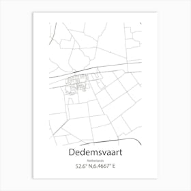 Dedemsvaart,Netherlands Minimalist Map Art Print