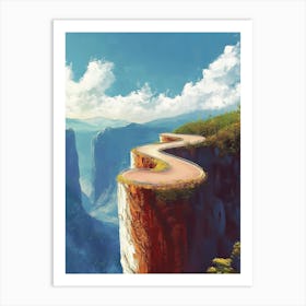 Scenic Extreme Winding Road With Cliff, Lustration Art Print