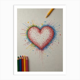 Heart With Colored Pencils 9 Art Print