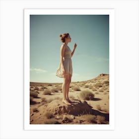 Young Woman In The Desert Art Print