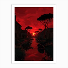 Red Sunset Art Print