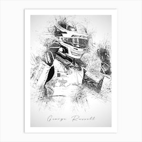 George Russell Driver Sketch Art Print