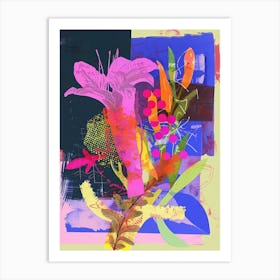 Kangaroo Paw 1 Neon Flower Collage Art Print