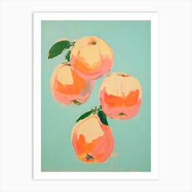 Apples. Mint, Yellow and Orange Colors. Acrylic Painting Kitchen Art Print