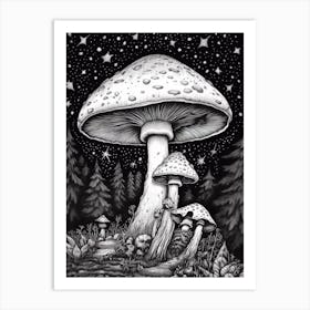 Mushroom And A Starry Night 2 Art Print