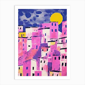 Amalfi Coast In Risograph Style 2 Art Print