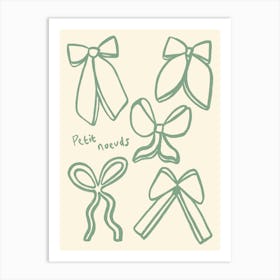 Green Little Bows French Print Art Print