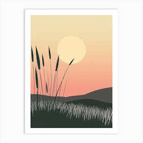 Sunset Reeds Art Print