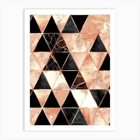 Rose Gold And Black Marble Pattern Art Print