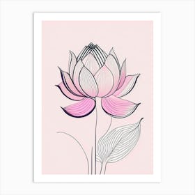 Lotus Flower Pattern Minimal Line Drawing 7 Art Print