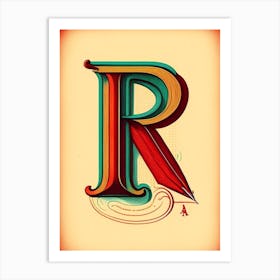 R, Letter, Alphabet Vintage Sketch 2 Art Print