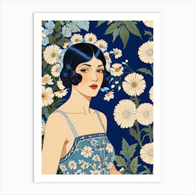 Woman With Flowers Art Print