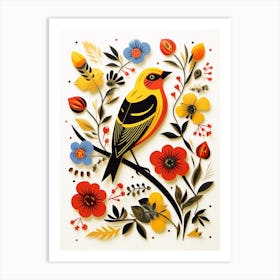 Scandinavian Bird Illustration American Goldfinch 1 Art Print