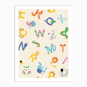 Cute Alphabet Animals Pattern Art Print