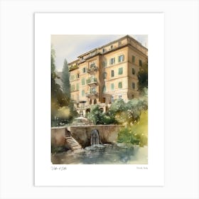 Villa D'Este, Tivoli, Italy 1 Watercolour Travel Poster Art Print