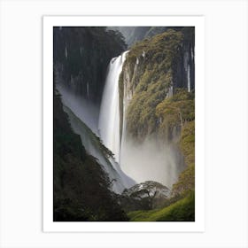 Bridal Veil Falls, New Zealand Realistic Photograph (1) Art Print