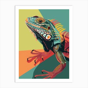 Turquoise Jamaican Iguana Abstract Modern Illustration 1 Art Print