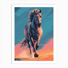 Horse Running In The Desert Art Print