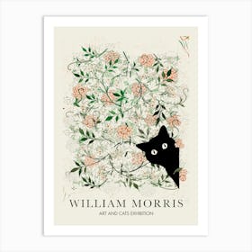 William Morris Peekaboo Cat Jasmine Flower Botanical Art Print