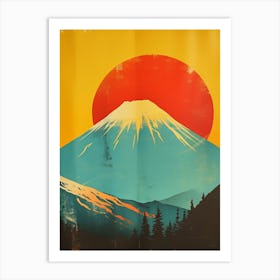 Japandi Cubist Fusion: Mt Fuji 2 Art Print