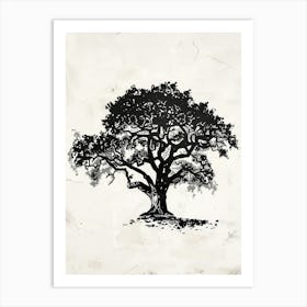 Pecan Tree Simple Geometric Nature Stencil 1 Art Print