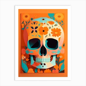 Skull With Floral Patterns Orange 1 Paul Klee Art Print