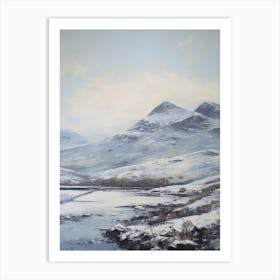 Vintage Winter Painting Snowdonia National Park United Kingdom 1 Art Print