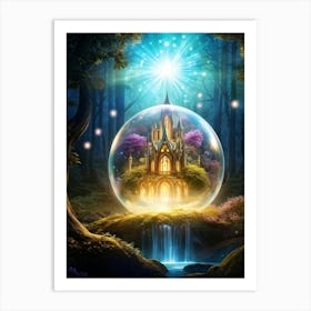 Glowing Magic Ball Emitting Radiant Light Central To An Enchanted Forest Setting Fairytale World W Art Print