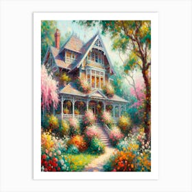 Oil Painting Victorian House Art Print