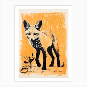 Fennec Fox, Woodblock Animal Drawing 4 Art Print