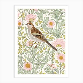 Lark 2 William Morris Style Bird Art Print