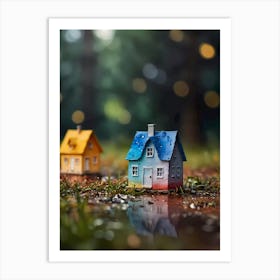 Miniature Houses In The Rain Art Print