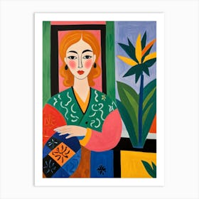 Woman With A Flower Art Print