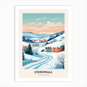 Vintage Winter Travel Poster Cornwall United Kingdom 3 Art Print