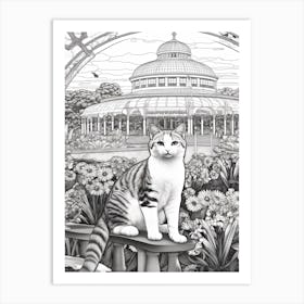 Royal Botanic Gardens Melbourne Australia, Cats Line Art 1 Art Print