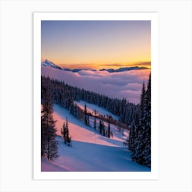 Serre Chevalier, France Sunrise Skiing Poster Art Print