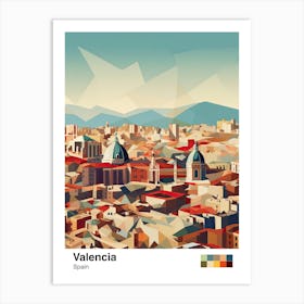 Valencia, Spain, Geometric Illustration 4 Poster Art Print