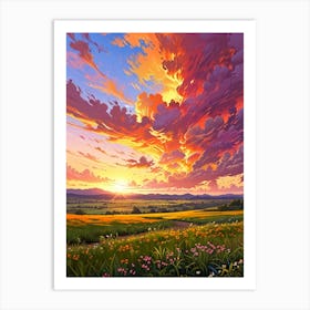 Sunset In The Meadow 44 Art Print