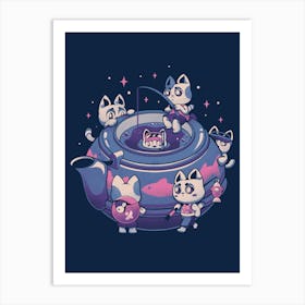 Plenty Cats in the Tea - Cute Fishing Kitty Gift Art Print