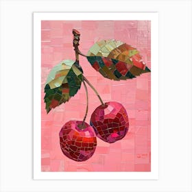 Disco Ball Cherry Cherries Mosaic Painting Kitchen Art Print