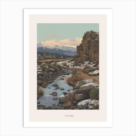 Vintage Winter Poster Iceland 2 Art Print