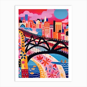 Peace Bridge, Canada, Colourful 2 Art Print