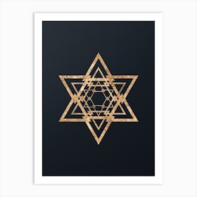 Abstract Geometric Gold Glyph on Dark Teal n.0363 Art Print