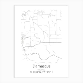 Damascus,United States Minimalist Map Art Print