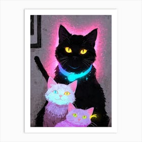 Neon Cats Art Print