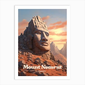 Mount Nemrut Turkey Royal Tomb Modern Travel Illustration Art Print