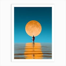 Full Moon Astronaut Art Print