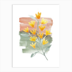 Yellow Flowers Watercolor Painting Art Print