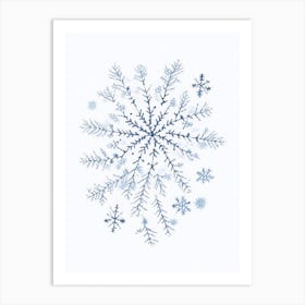 Snowflakes In The Snow,  Snowflakes Pencil Illustration 4 Art Print